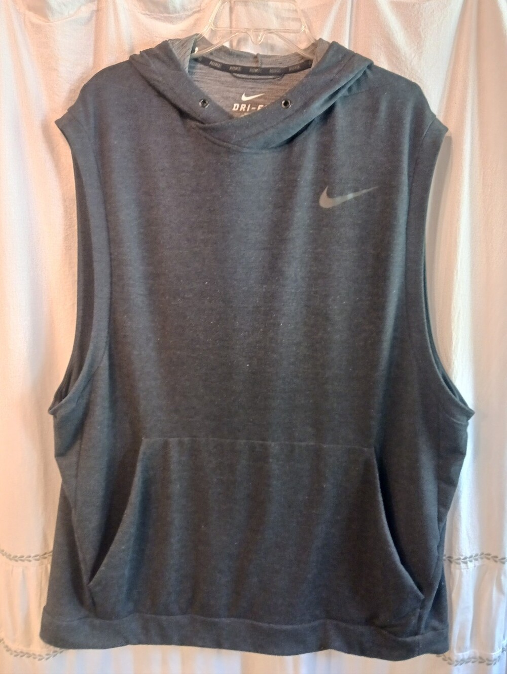Nike Sleeveless Dri-Fit Hooded Sweatshirt Mens XXL Black Charcoal Color